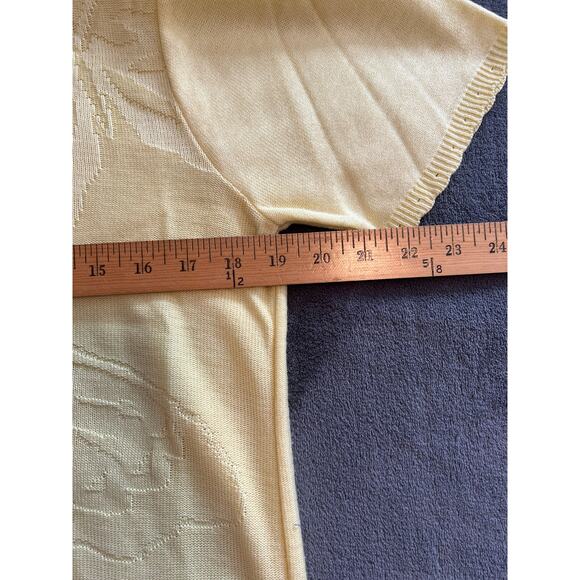 Alfred Dunner Petite Yellow Butterfly Knit Top Short Sleeve Sweater - PXL - Picture 5 of 6